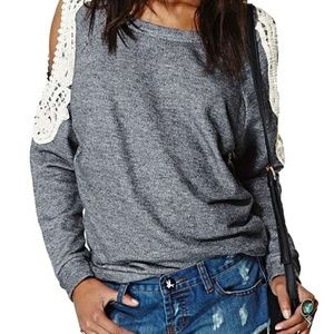 Long Sleeve Lace Off Shoulder Jumper pullover